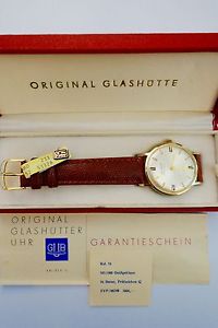 Seltene Neuwertige HAU Glashütte/Sa. SEZIMATIC  ,in 585 Gold-Gehäuse