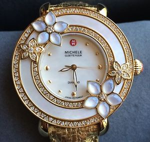 New! Michele Diamond Watch Gold Cloette Fleur Limited Edition Rare! MW20A01K7025