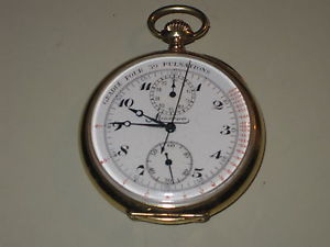 Antique MINERVA 14K Rare Gold Pocket Watch-Chronograph-Stop Watch  - Working