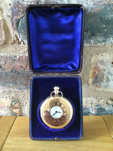 Superb 9ct Gold 1929 Half Hunter 15 Jewel Swiss Pocket Watch Dennison Case & Box