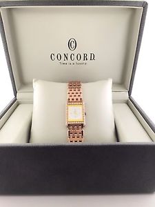 RARE 18K Rose Gold Ladies Concord Delirium .75ctw E VVS1 Diamond Bezel Watch