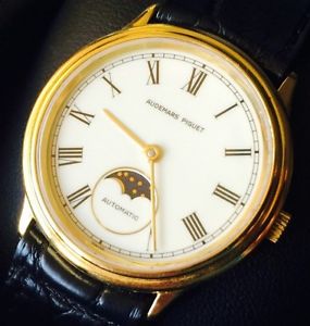 Mens Audemars Piguet Moon Phase automatic watch - 18k solid gold - cal AP 2124 -