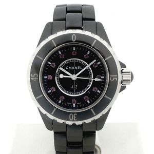 Auth CHANEL J12 33mm Ceramic&Ruby Women's Quartz 146656