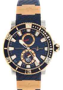 ULYSSE NARDIN Maxi Marine Diver Blue Dial 18kt Rose Gold 265-90-3-93 R$22,200