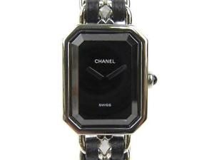 Auth CHANEL Stainless Steel Leather belt Permiere M-L Watch H0460 Quartz Women