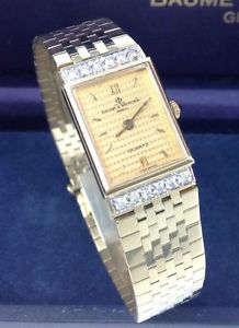 LADIES VINTAGE BAUME ET MERCIER DIAMOND & 14K GOLD SWISS 6J QUARTZ ESTATE WATCH