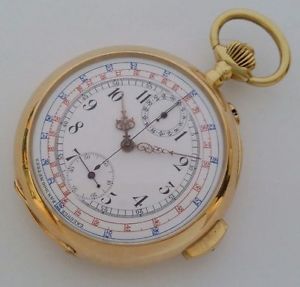 18K GOLD - SWISS  MINUTE REPEATER - CHRONOGRAPH - POCKET WATCH - c1890