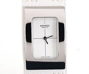 Pre-Owned HERMES CM1.210 Ladies Stainless Steel White Dial Quartz Watch, MD