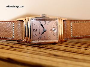 1939 PINK GOLD FILLED CORAL DIAL HAMILTON WINTHROP NEAR MINT NOS CALIBER 980