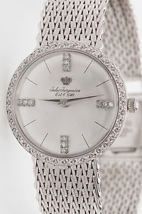 $7000 Jules Jurgesen 2ct VS G Diamond 14k White Gold Mens Dress Watch 61g