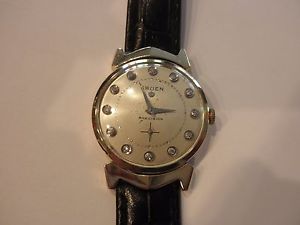 S6: Mens Vintage Gruen 335-855 21 jewel  14K Solid Gold  12 diamond dial