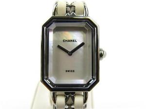 Auth CHANEL Stainless Steel Leather Premiere M Wristwatch H1639 Quartz Women