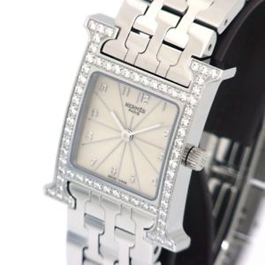 Auth HERMES H-watch Women's Quarts SS&Diamond HH1.230 137582