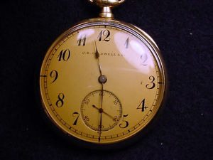 J E CALDWELL & CO 18 KT 21 JEWEL 44MM SIZE RUNNING POCKET WATCH!!   #1100M