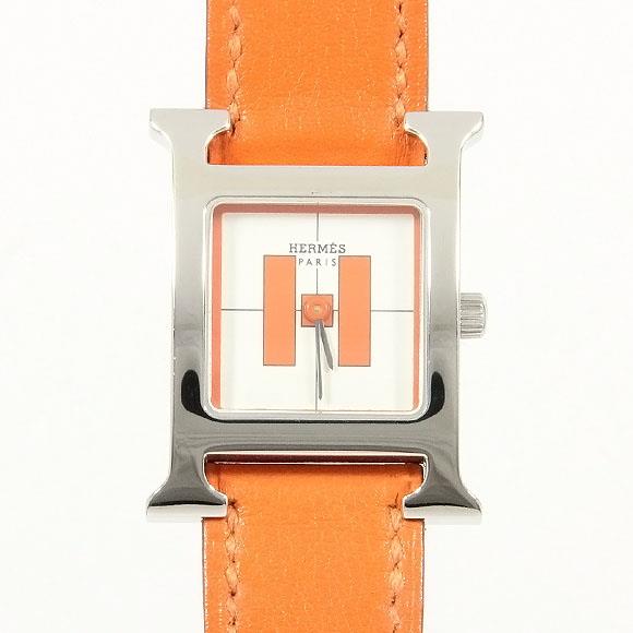 Used[B] Watch Hermes HH1.210 H Watch Quartz WT Â· OR Orange H3P