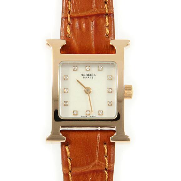 Used[B] Watch Hermes HH1.170 H watch PG Quartz White Shell Diamond L3I