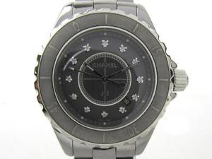 Auth CHANEL Ceramic 12P Diamond J12 Chromatic Watch Quartz For Ladies Wrist