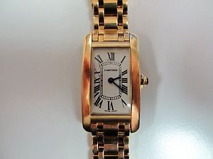 reloj cartier  tank americano oro macizo 18 kts  amarillo señora quarzo con caja