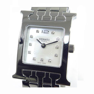 Pre-Owned HERMES All SS 11P Diamond White Dial Women's H Wristwatch HH1.210, MR