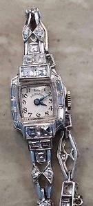 VINTAGE HAMILTON ART DECO PLATINUM 3.36CTW DIAMOND WATCH