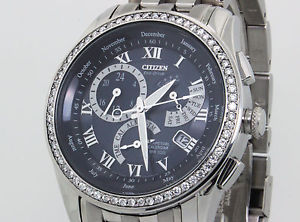 NEW HANDMADE DIAMOND SET 1.3 Ct DIAMOND CITIZEN ECO DRIVE WATCH BL8000-54L