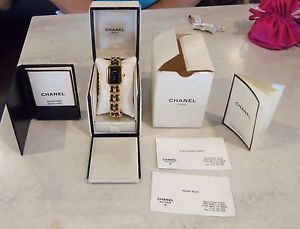 Authentic Chanel Ladies Vintage Black And Gold Watch Size Medium