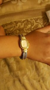 David yurman classic gold/silver diamond mother of pearl watch