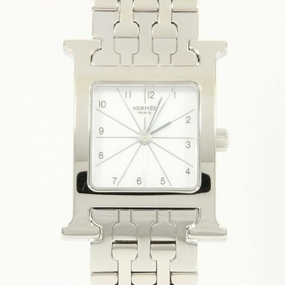 Used[B] Watch Hermes HH1.210 H watch Quartz White Arabic With genuine BOX X9O