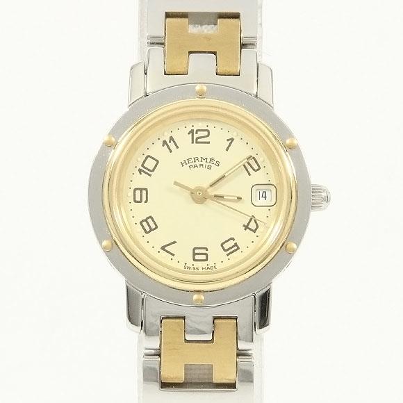 Used[B] Watch Hermes CL4.220 Clipper Combi Quartz Ivory Arabic U9Y