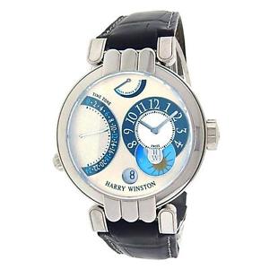 Harry Winston Premier Excenter MMTZ39W 18K White Gold Manual Silver Men's Watch