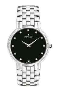 BNWT Movado Men's Swiss Diamond Stainless Steel Bracelet Watch 0606237
