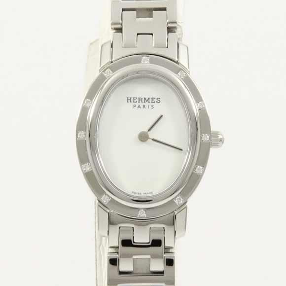 Used[B] Watch Hermes CO1.230 Clipper Oval nacres / 12P Quartz White Shell J8N