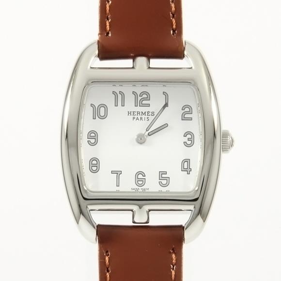 Used[B] Watch Hermes CT1.210 Cape Cod Tonneau Quartz White Arabic Brown Q5P