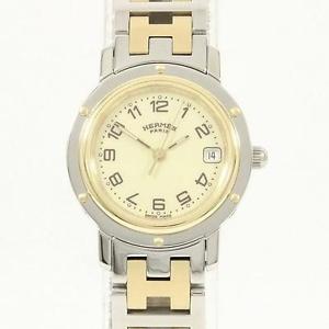 Used[B] Watch Hermes CL4.220 Clipper Combi Quartz Ivory Arabic U5S