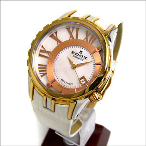 Pre-Owned EDOX Grand Ocean 37008 Men's Pearl White/Pink Gold Automatic Watch, MD