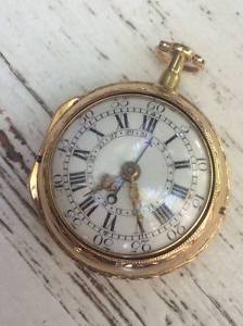 1750 Repeater Date Verge Fusee Repousse Gold 22k Pocket Watch De Roches & Eynouf