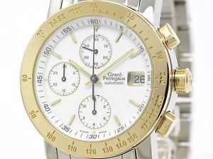 Polished GIRARD PERREGAUX GP7000 Chronograph 18K Pink Gold Steel Watch (BF092231
