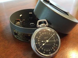 1944 Waltham GCT 22j WWII 1622 Military Army Navigation Pocket Watch W/Case