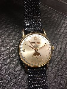 Tissot Mathey Tissot Moonphase Calendar GOLD 14kt Vintage 1940