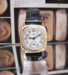 ANTIQUE VINTAGE 1934 J W BENSON HERMETIC BORGEL SOLID GOLD WATCH FULLY SERVICED