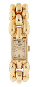 Patek Phillipe. A lady’s 18k yellow gold manual winding bracelet watch with t...