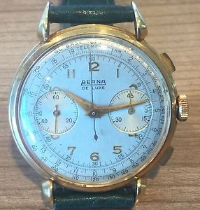 Berna, Chrono de Luxe, gold 18kt, year 1950, vintage