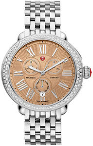 NEW MICHELE SEREIN DIAMOND METALIC ROSE GOLD DIAL WOMEN'S WATCH MWW21A000046