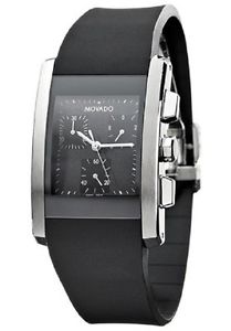 NEW MOVADO MEN'S ELIRO STAINLESS-STEEL CASE BLACK DIAL WATCH 604882