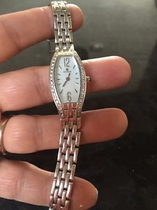 Cyma 14kt White Gold Watch With Diamond Bezel