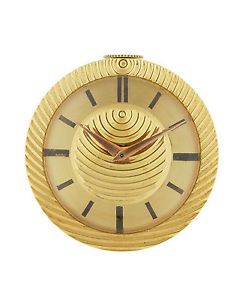 Universal Geneve 18k Yellow Gold Travel Watch, With stylized fluted dial c.1950s