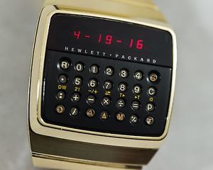 HEWLETT-PACKARD HP-01 Gold LED Watch w/ case, manual, and outer box | Excellent+