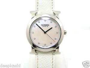 genuine Hermes Rondo HR1.510 Ladies Quartz SS ・ leather shell 12PD dial watch