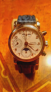 Men's 18K Gold Tourneau Chronograph Moon Phase Valjoux 7751