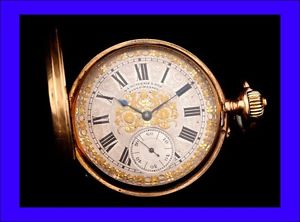 Beautiful  Huguenin & Fils  Solid 18K Gold Pocket Watch. Switzerland, 1890